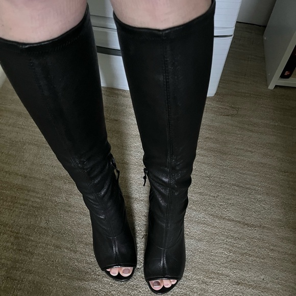 Stuart Weitzman Peep Toe OTK Boots - Picture 8 of 11